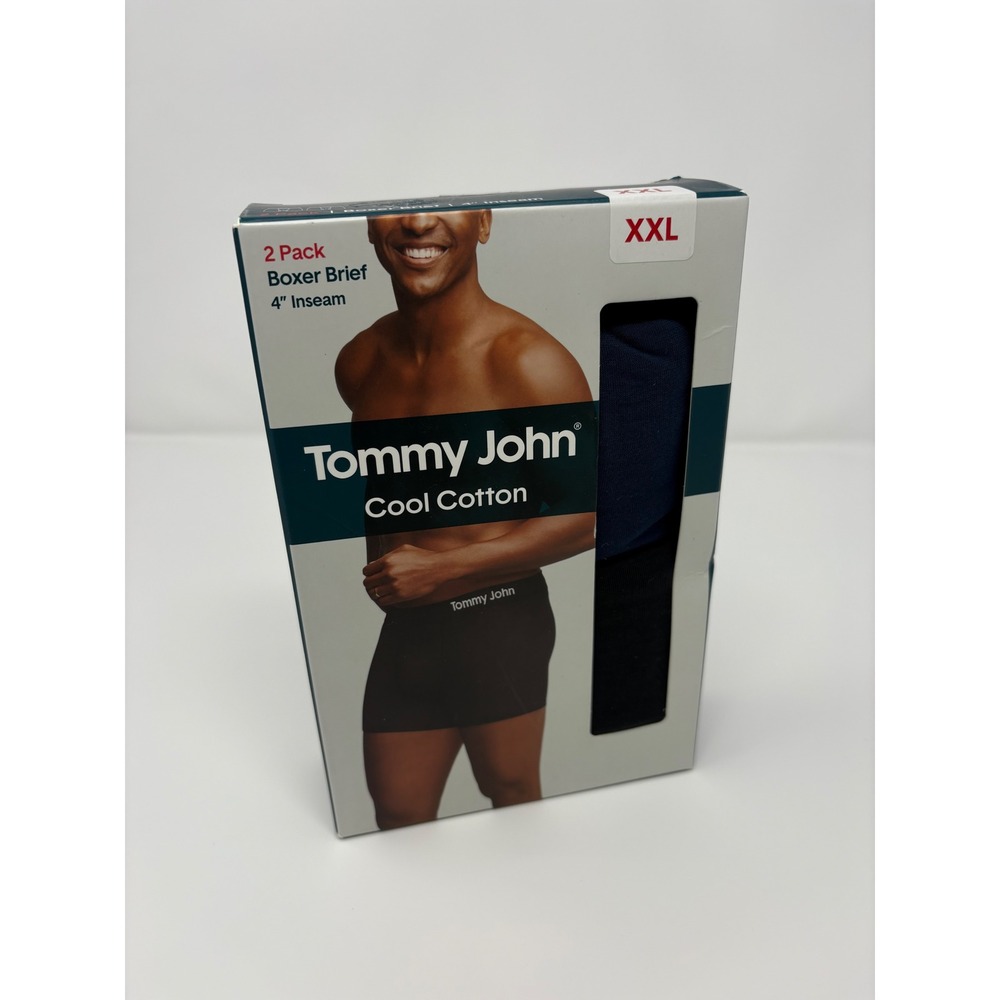 Tommy John Cool Cotton XXL Boxer Briefs 2 Pack Navy Black Mens